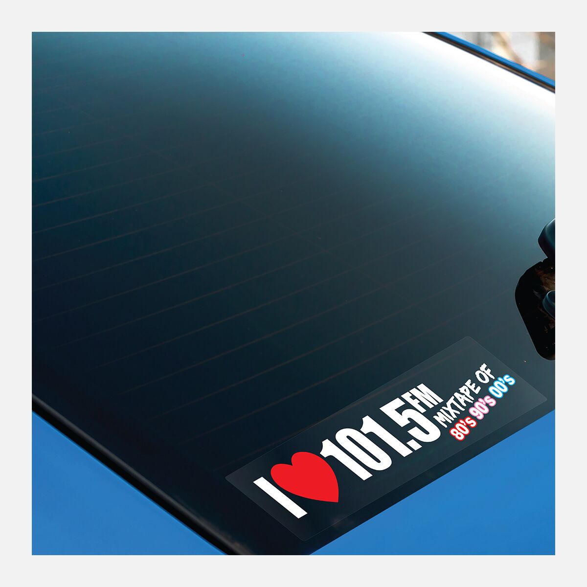 Clear bumper sticker with an I Love 101 design on a plain background